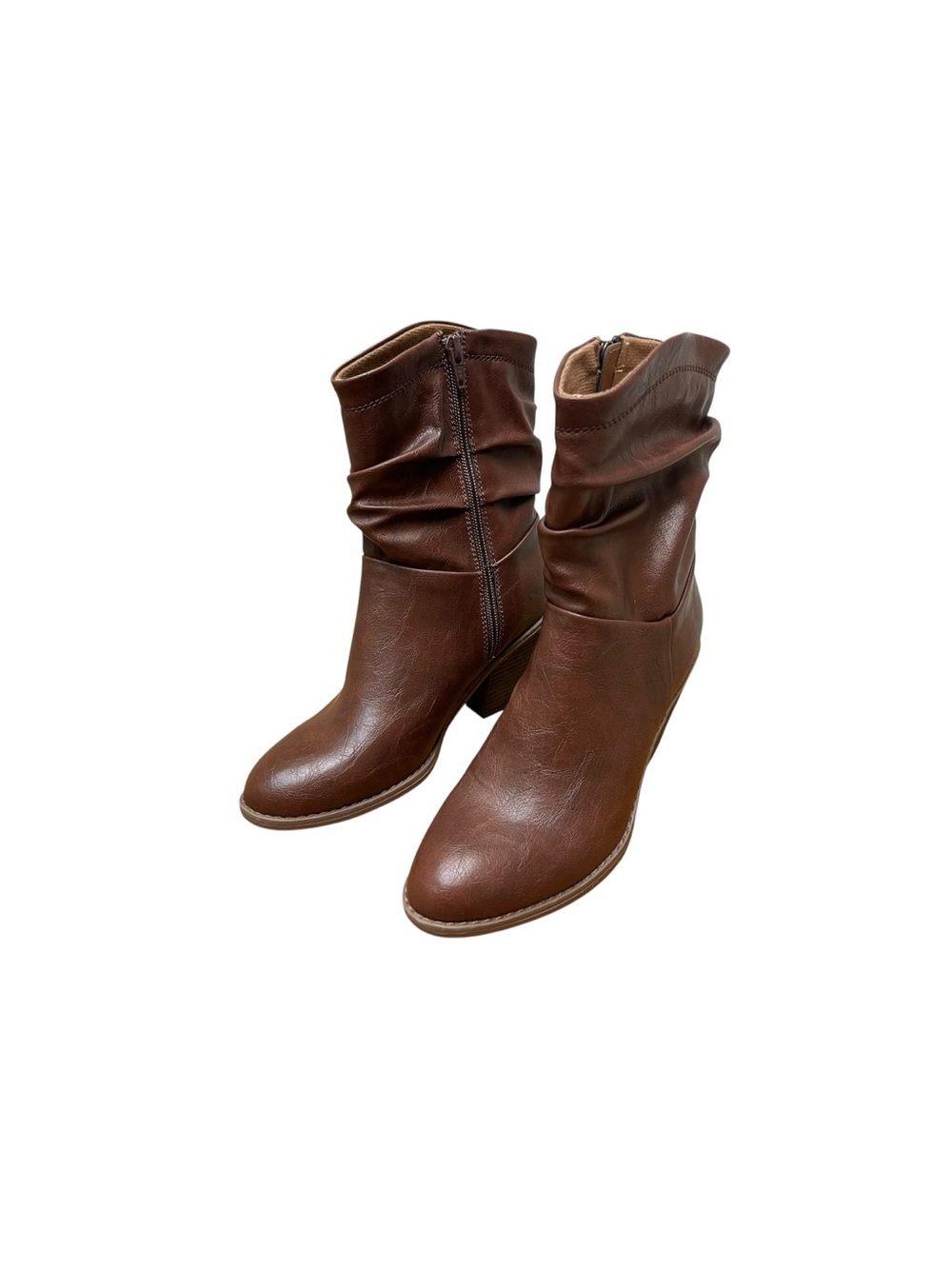 Eurosoft by Sofft Ariya Brown Ruched Western Ankle Boots Block Heel Size 7